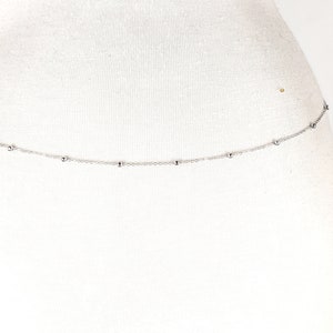 Silver metal chain link dainty lightweight skinny belly chain belt