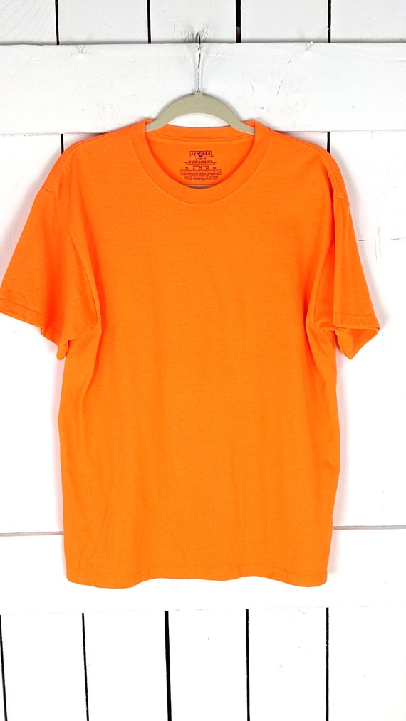 Jerzees plain solid neon orange cotton tee large - image 2