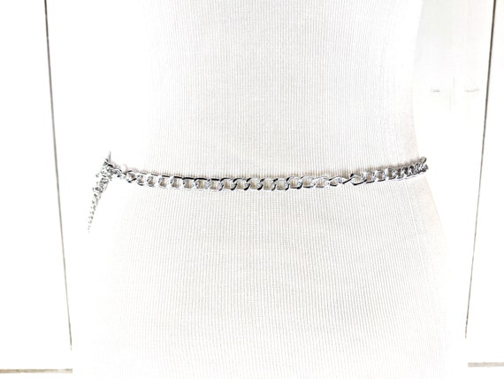 Silver layered metal chain link hip belt - image 3
