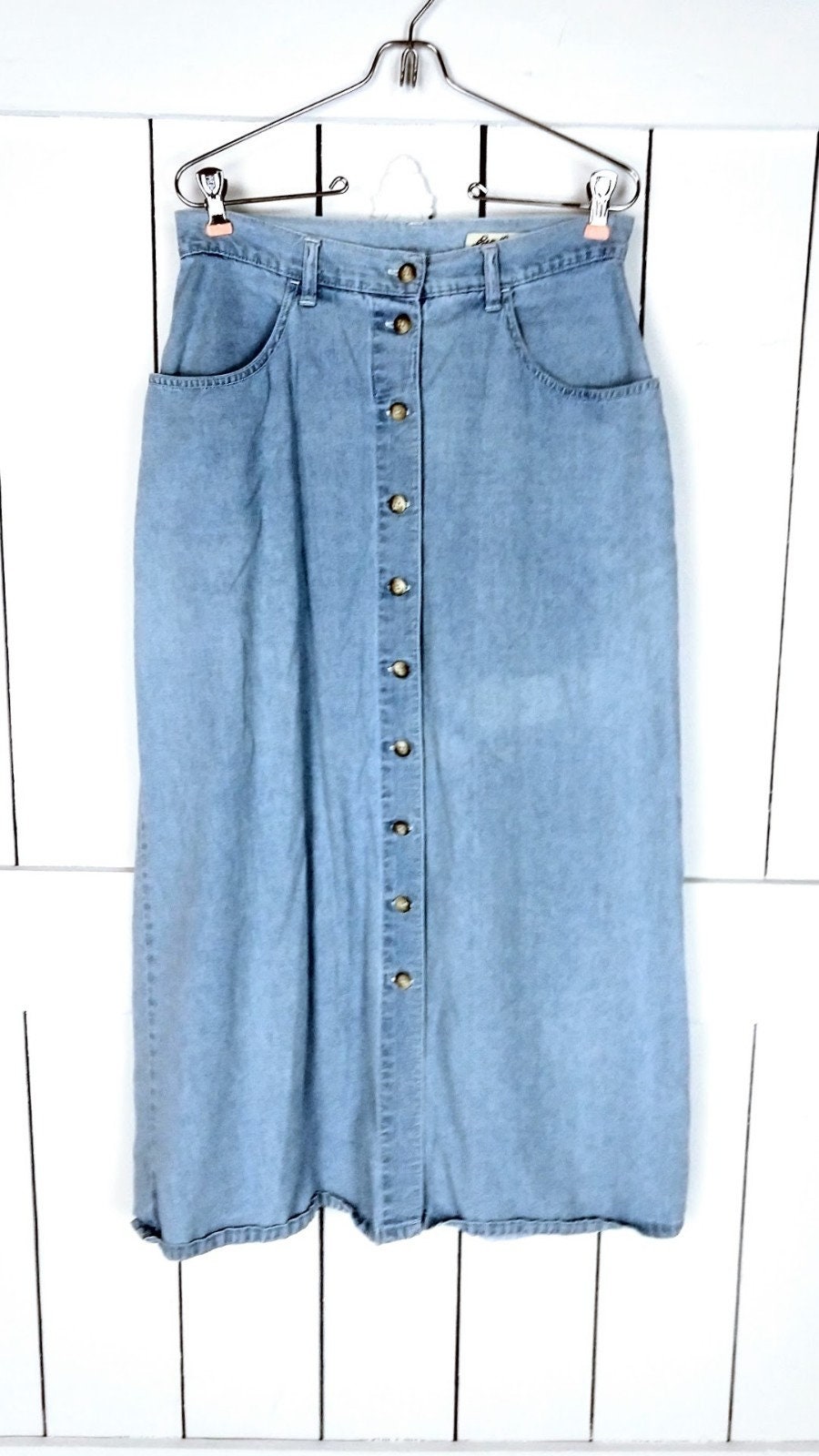 ワンピースその他   Here is the powder blue maxi denim skirt Monki denim maxi skirt in blue | ASOS