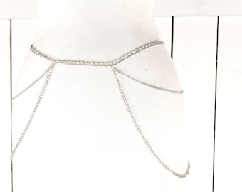 Silver Metal Triple Layered Chain Link Hip Belt - Etsy display picture 3
