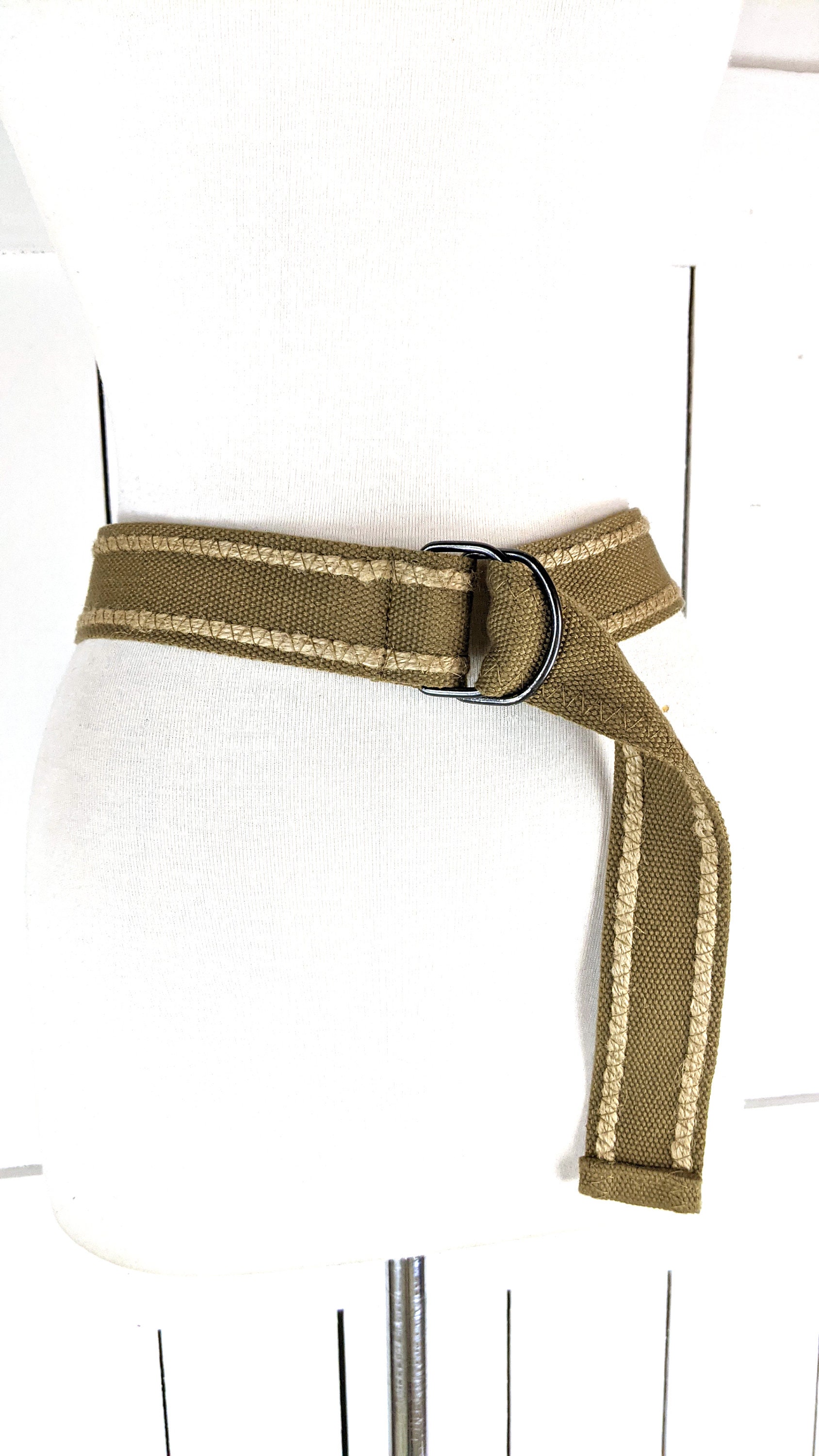 Vintage 90s Wide Striped Woven Cloth Chord Sash Ribbon Belt  display picture 1