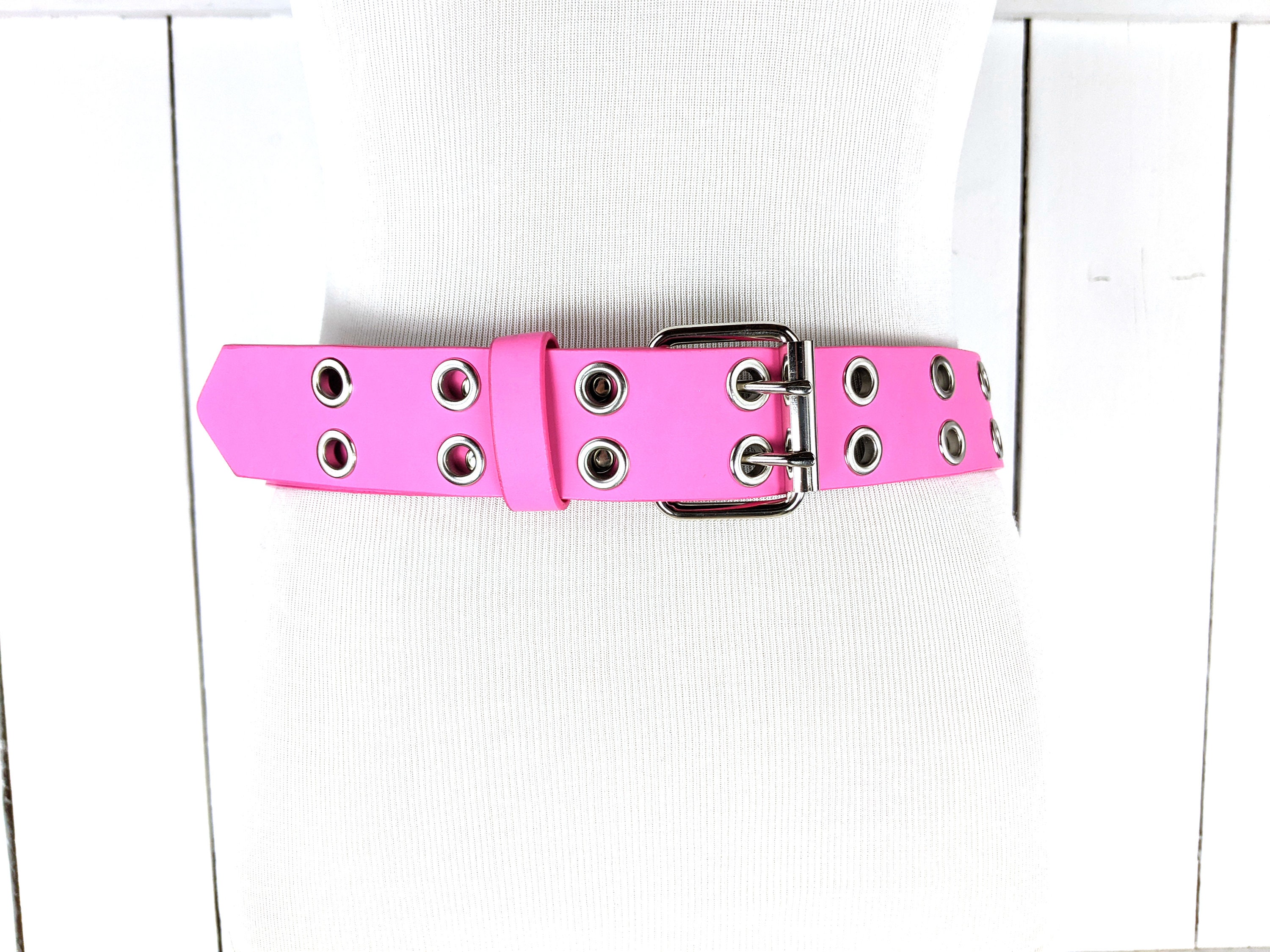 Pink wide faux leather grommet belt Amazon.com: LJJCSFF Punk Metal Belt Bullet Rivet Gothic  main image 4