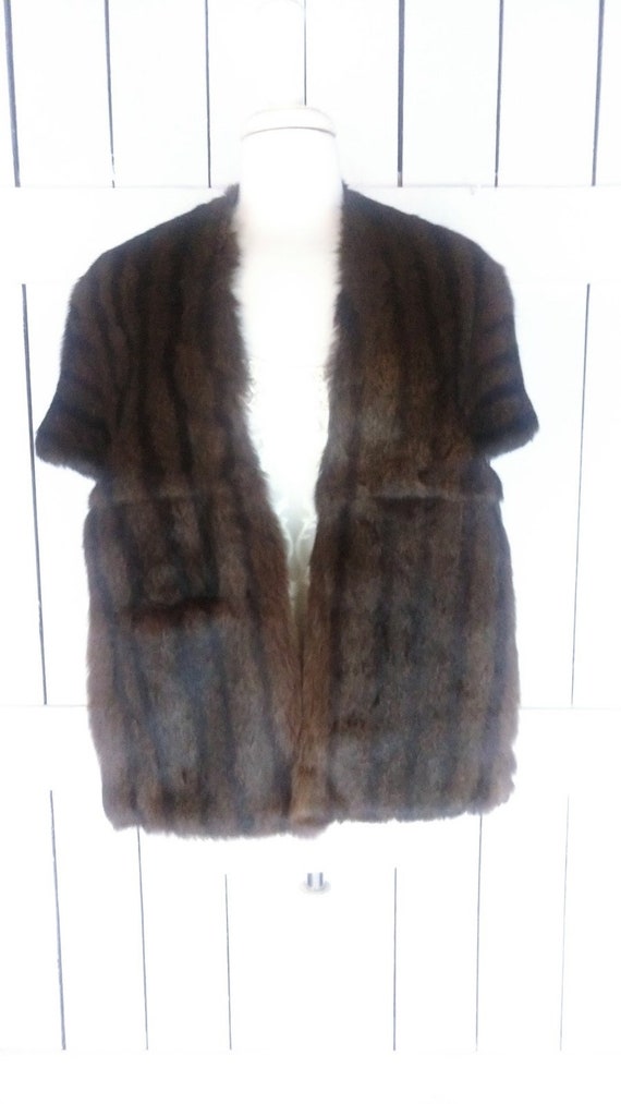 Vintage fur stole wrap/40s/50s brown fur capelet/… - image 3