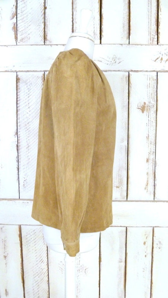 Tan/taupe/camel suede leather vintage jacket top/… - image 3