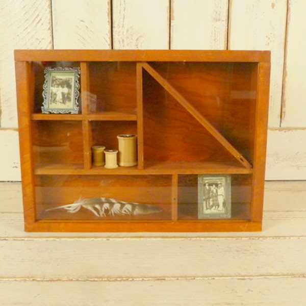 HOLIDAY SALE 15% OFF -Vintage wood/glass framed curio display shadow box