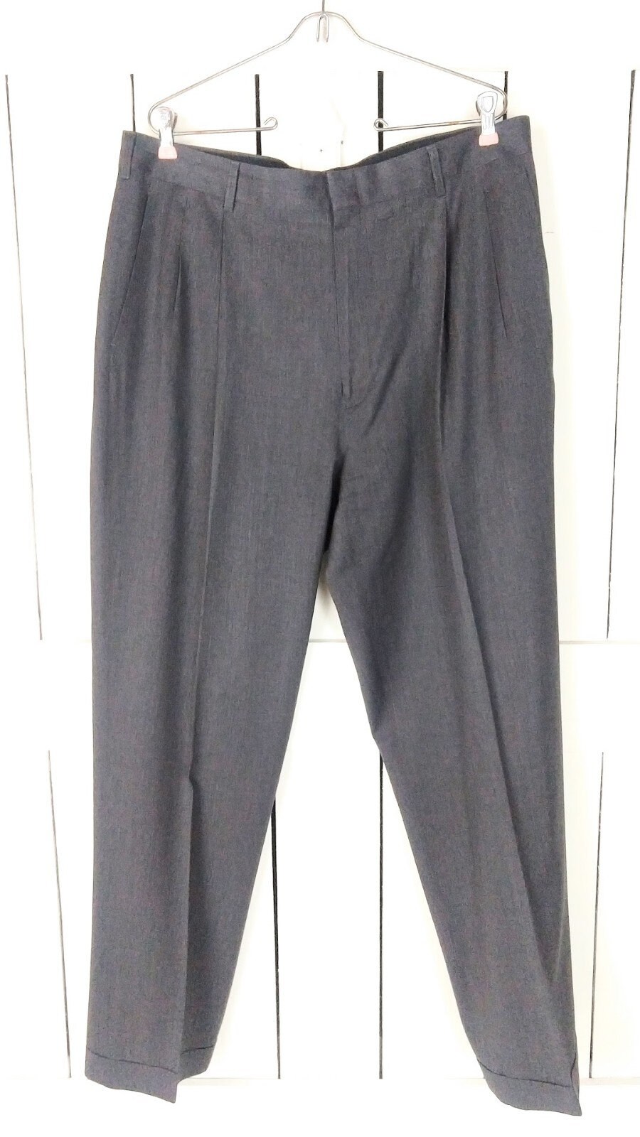 Vintage 90s Grey Jos A Bank Pleated Wool Trouser Pants/mens