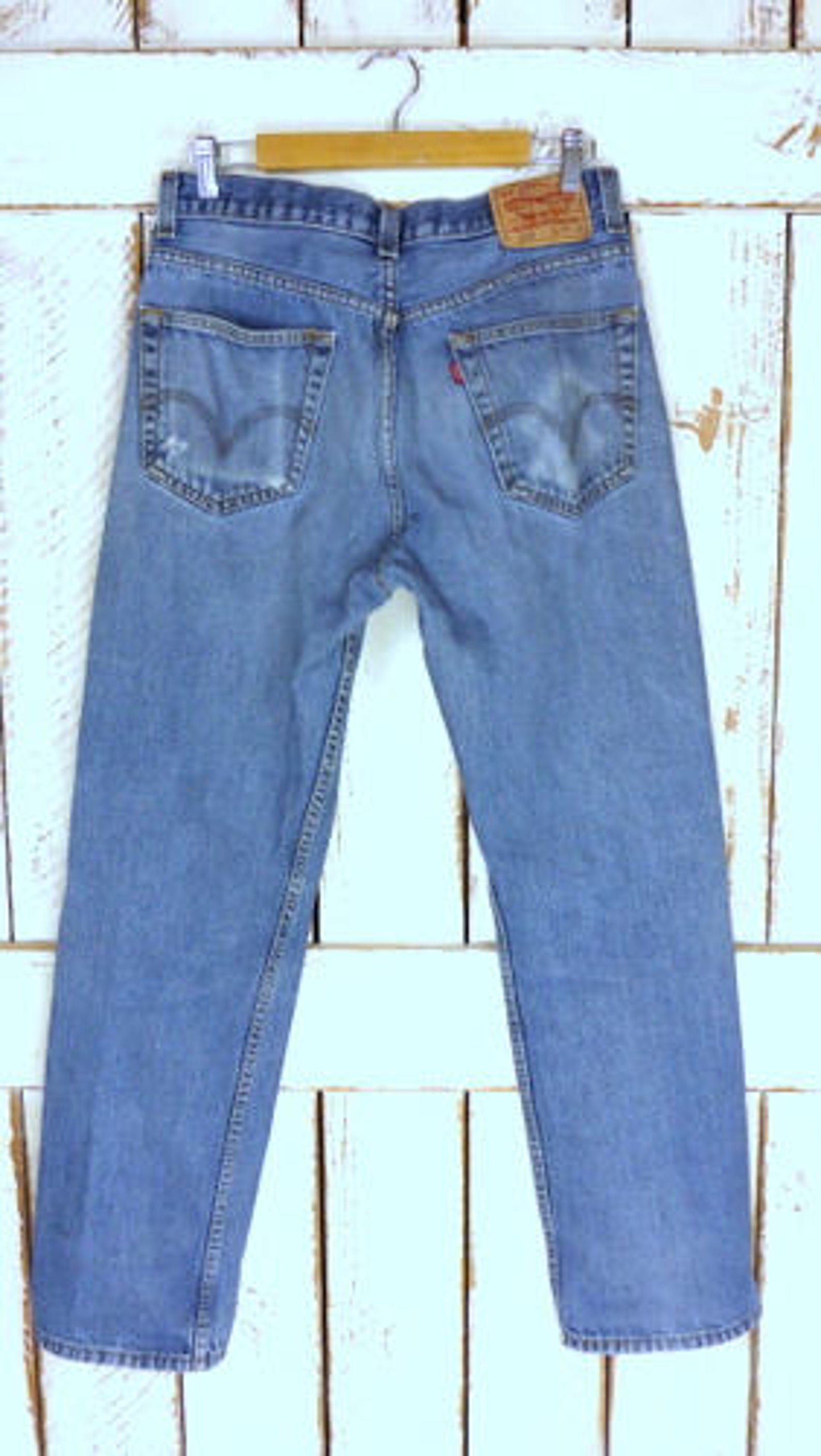 Levis 505 zipper fly denim jeans/regular fit straight leg blue | Etsy