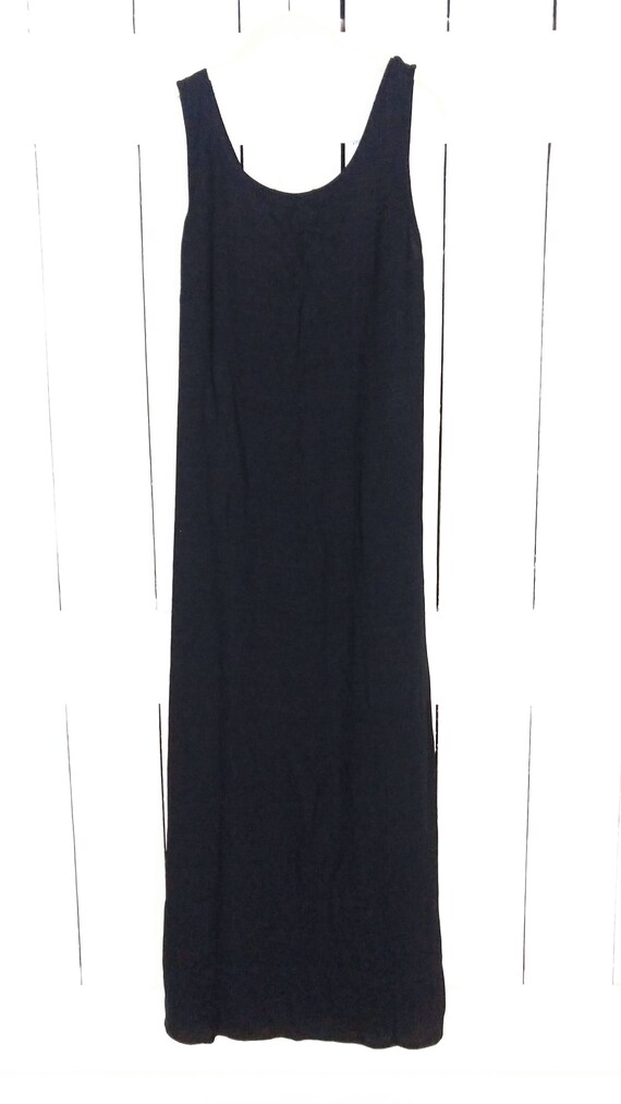 Vintage black sleeveless column maxi dress/long b… - image 5