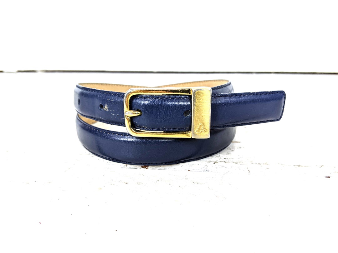 Vintage Liz Claiborne blue skinny leather belt/medium Vintage Liz Claiborne Blue Skinny Leather Belt - Etsy main image 4