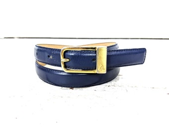 Vintage Liz Claiborne blue skinny leather belt