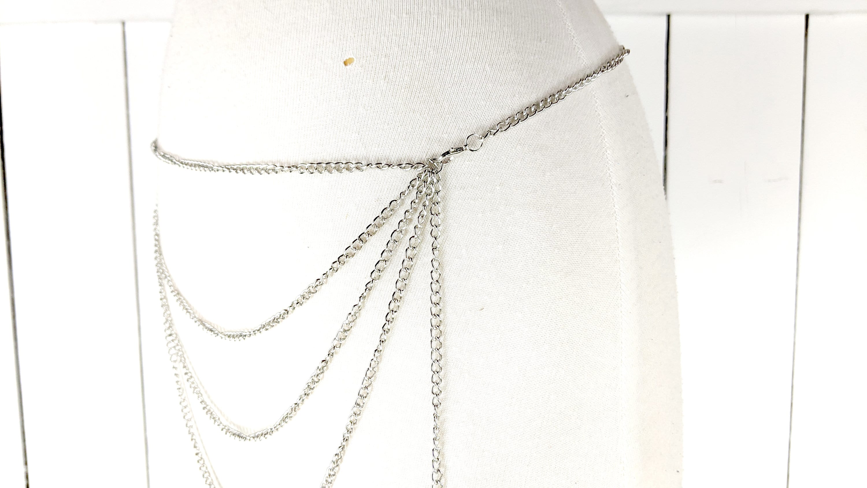 Silver Metal Layered Hanging Chain Link Dainty Lightweight  display picture 2