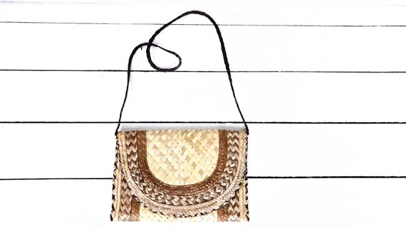 Vintage straw envelope shoulder purse clutch bag/… - image 2