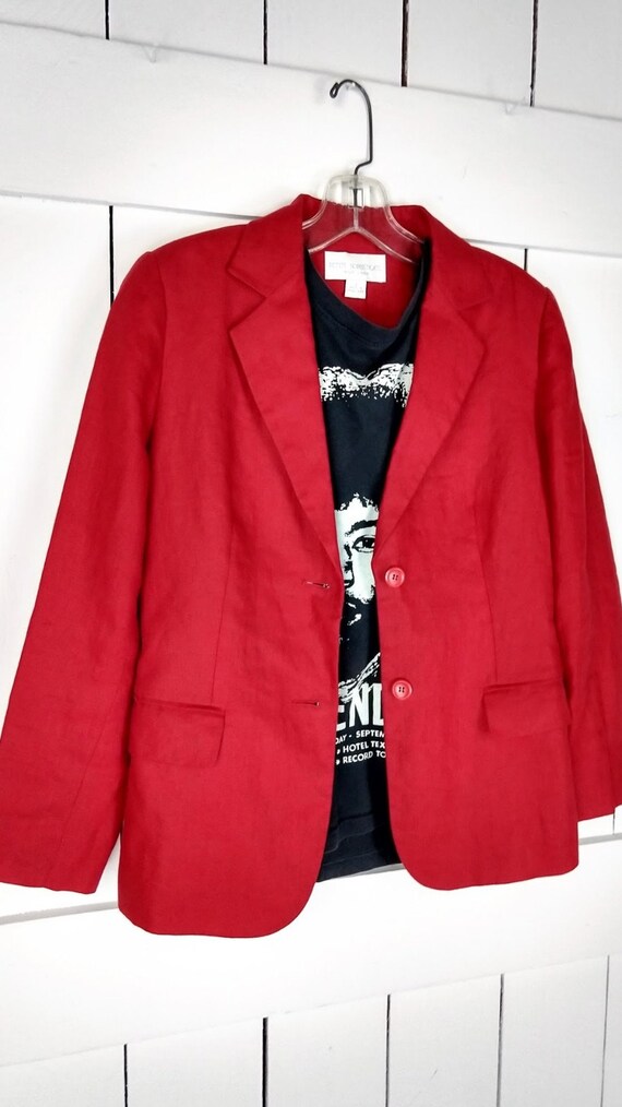 Vintage red linen blazer jacket - image 2