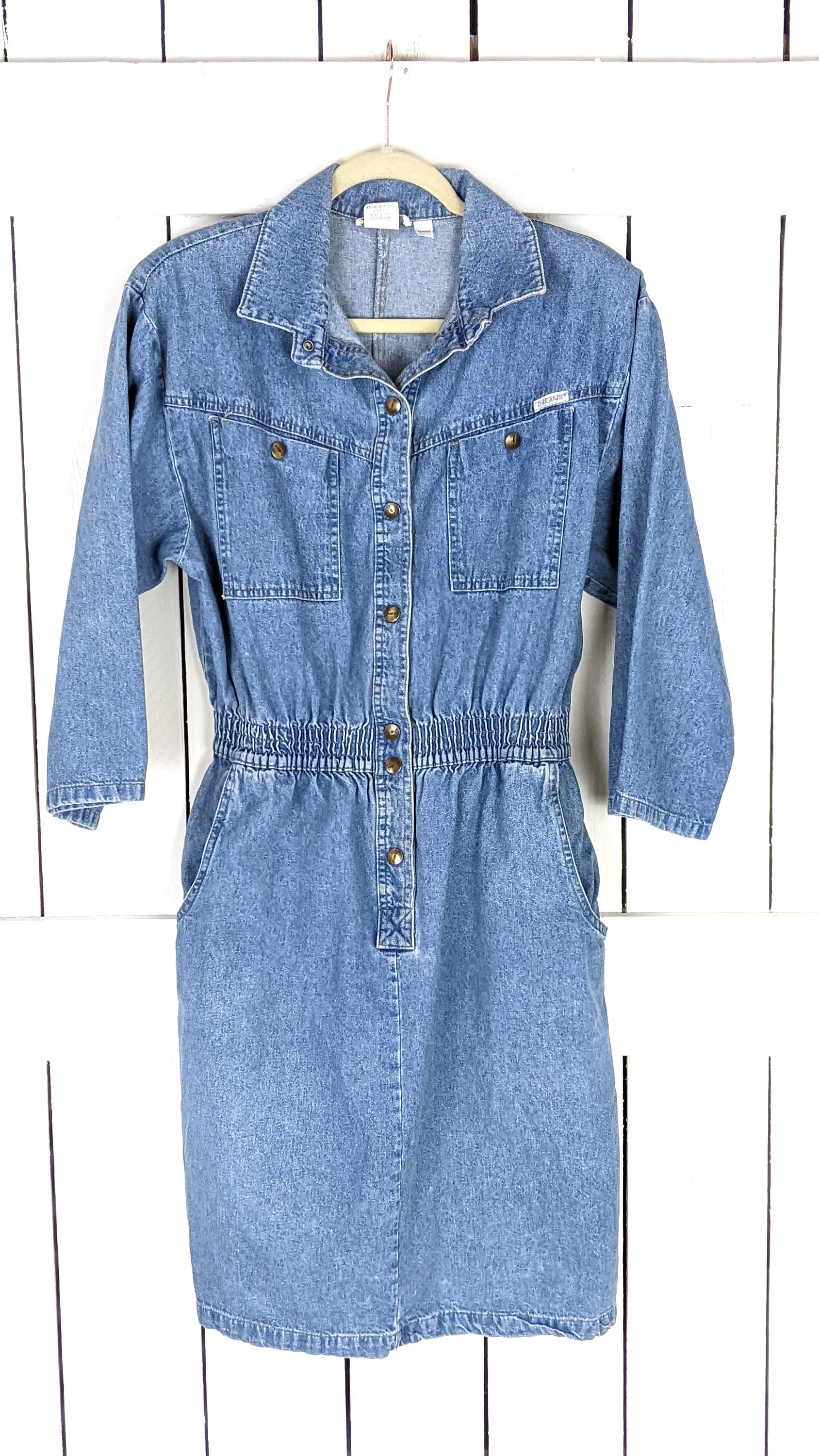 ミストレアス Denim Amerian Sleeve Long Dress Denim Amerian Sleeve Long Dress - MISTREASS