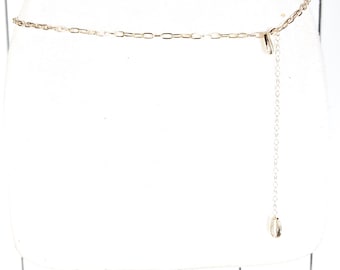 Gold metal layered hanging chain link dainty lightweight skinny belly chain belt Gold Metal Chain Link Dainty Lightweight Skinny Belly Chain  main image 4