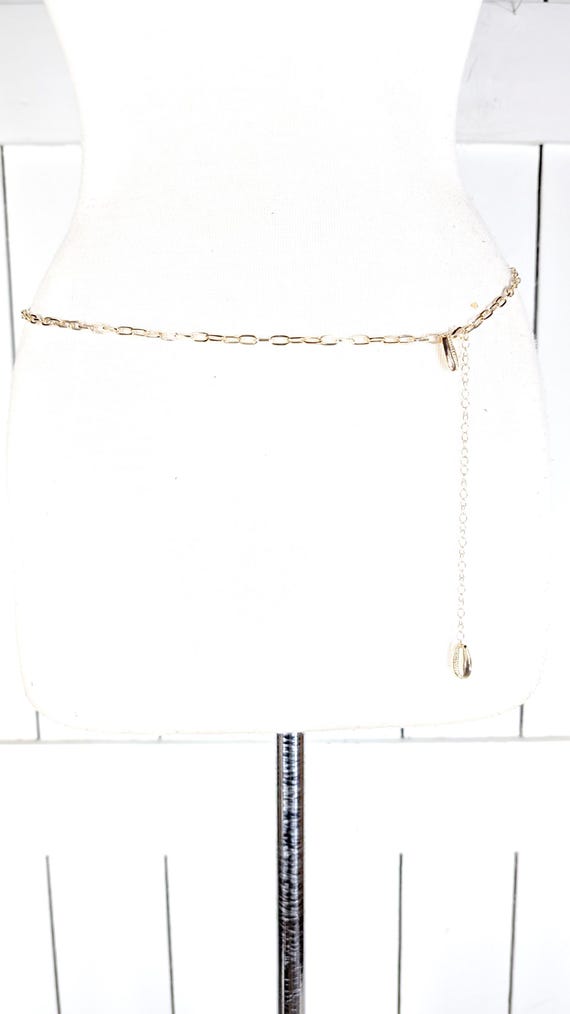Gold Metal Seashell Chain Link Lightweight Skinny Belly  display picture 1
