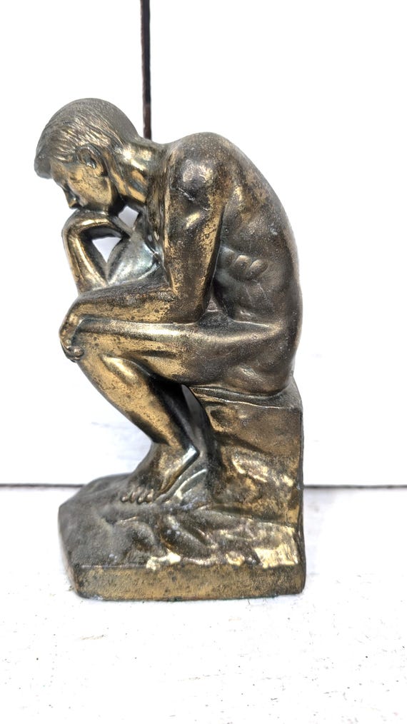 ヴィンテージ 1928 金属製 考える人の置物 ブックエンド - Etsy 日本