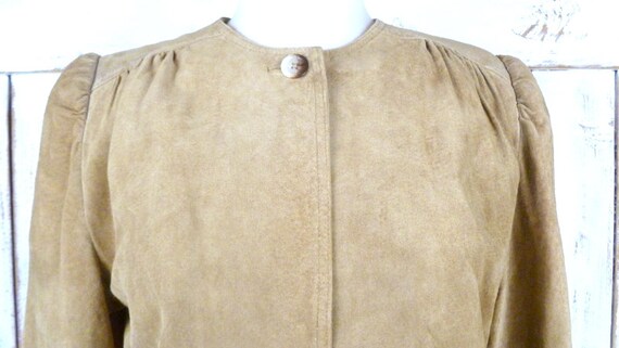 Tan/taupe/camel suede leather vintage jacket top/… - image 2