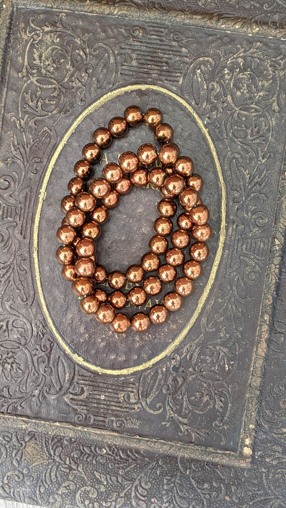 Brown bronze round glass bead stretch bracelets se