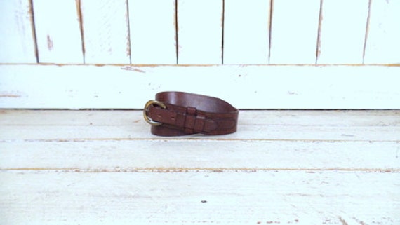 Vintage wide dark brown thick leather belt/harness