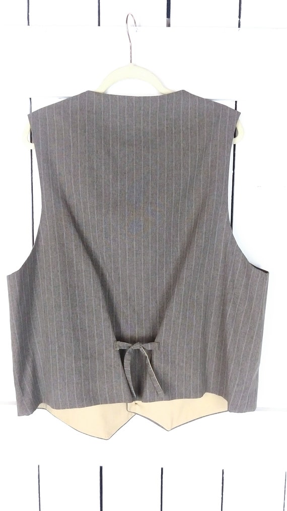 Vintage tan beige pin striped mens suit vest/form… - image 3