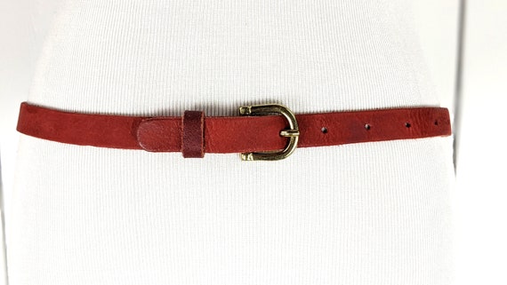 Vintage red skinny leather belt large Vintage Red Skinny Leather Belt Large - Etsy main image 4