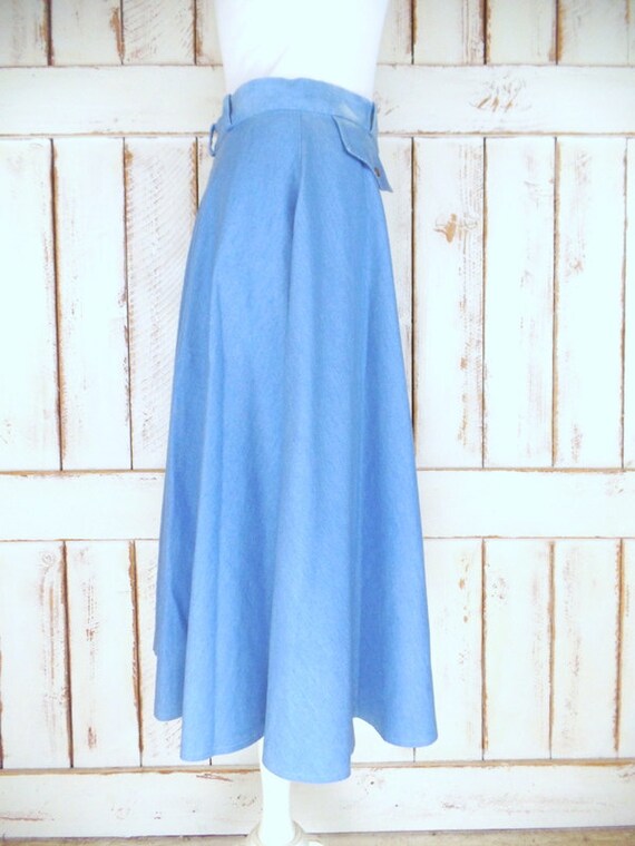 70s vintage light blue denim full flowy jean high… - image 2