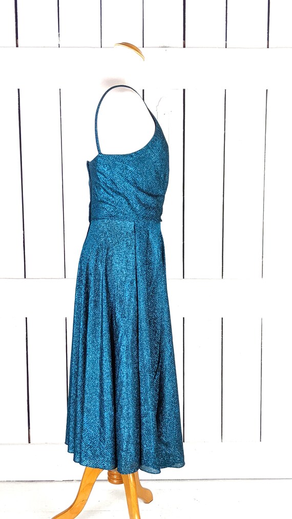 Vintage Lilli Diamond blue metallic glitter stret… - image 6