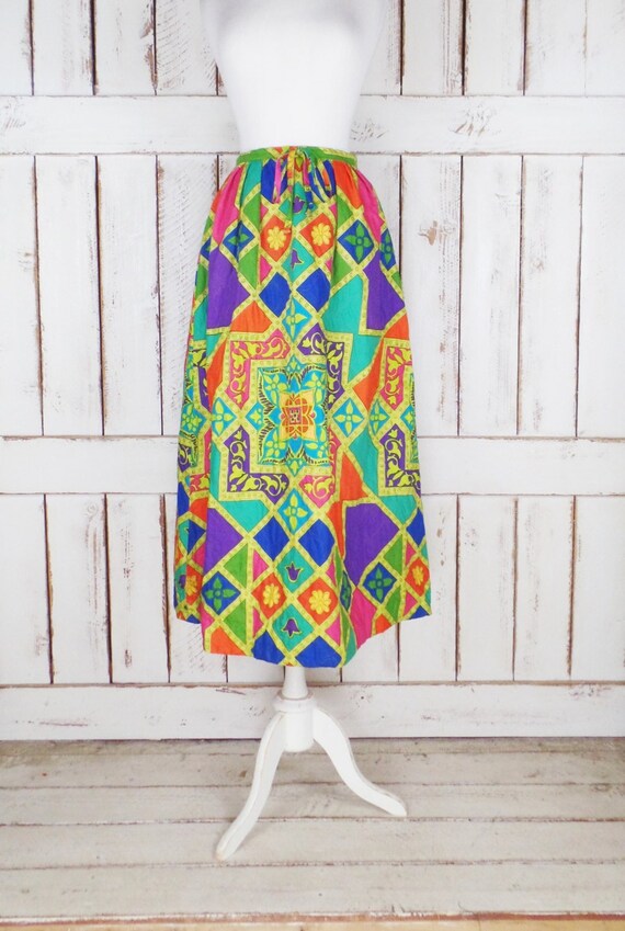 60s vintage Alex Colman quilted mod print long max