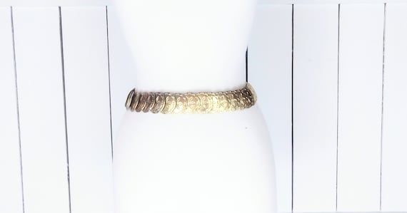 Gold Metal Conch Style 70s Statement Belt/stretchy/elastic 