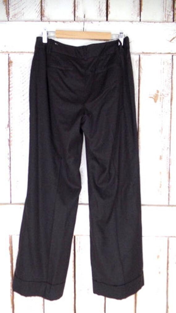 90s vintage grey/brown/black wide leg cuffed trou… - image 4