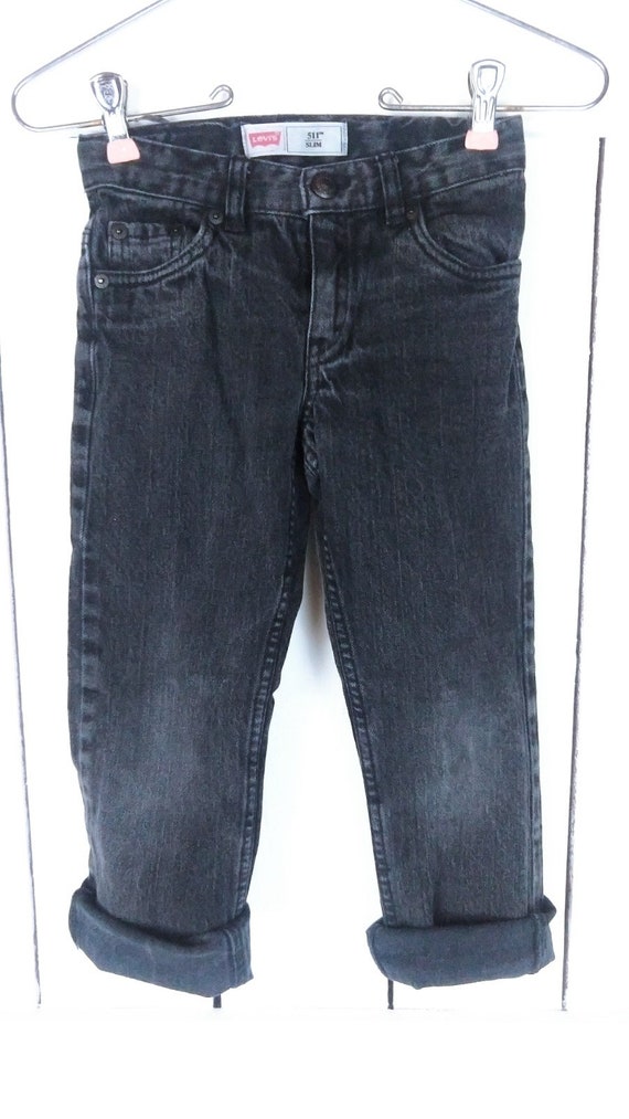 Kids black faded Levis 511 slim denim jeans/child… - image 2