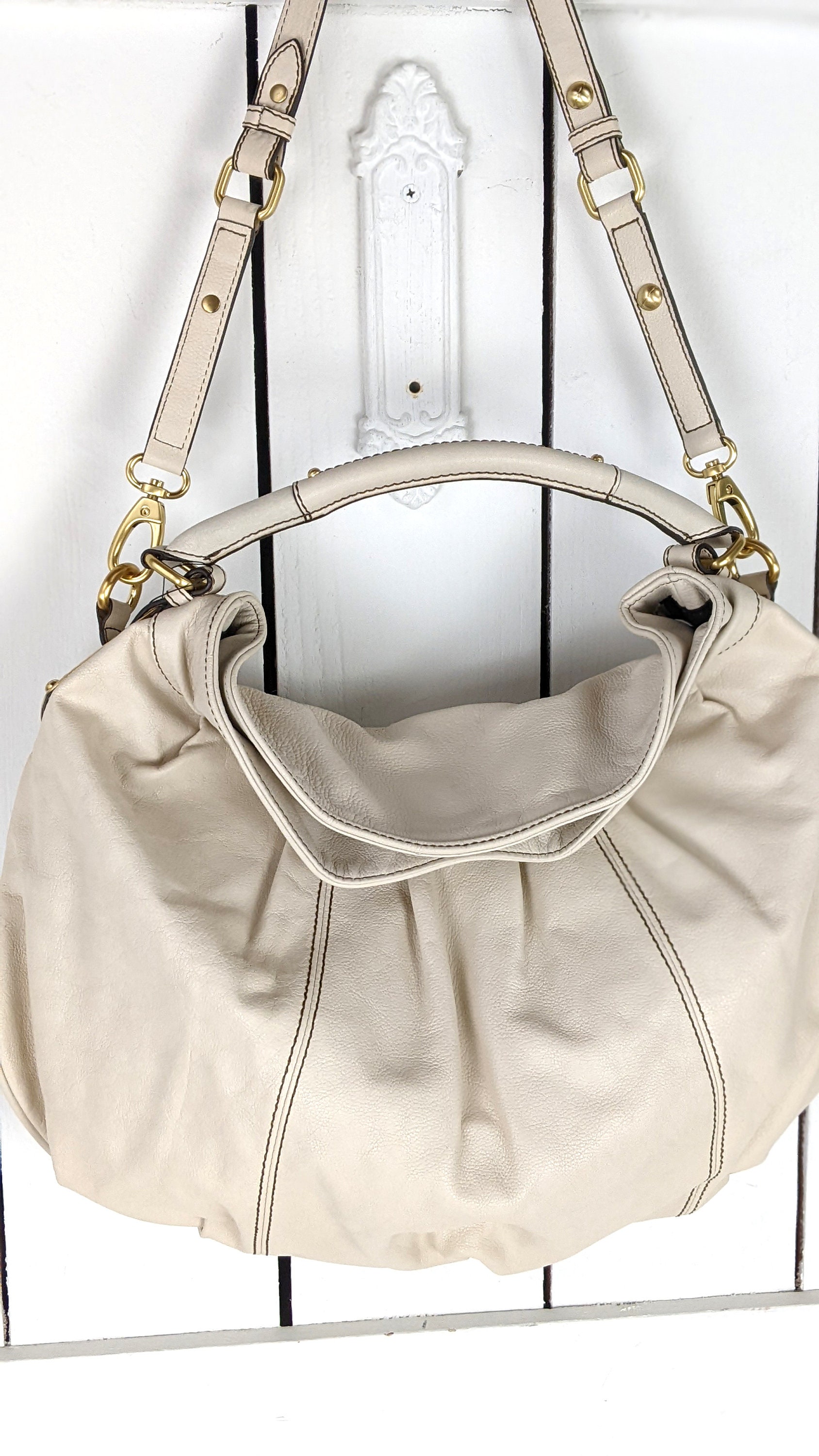 Steve by Steve Madden Ivory Xbody Boho Metal of Honor Slouchy Leather Shoulder Handbag Purse NWT Etsy UK