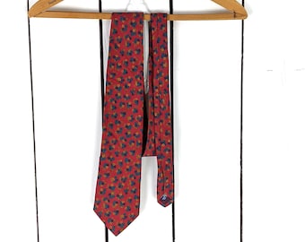 Vintage GAP red blue floral cotton neck tie