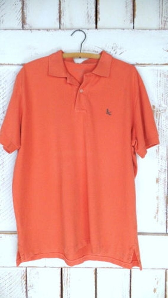 90s Eddie Bauer peach cotton polo shirt/collared t