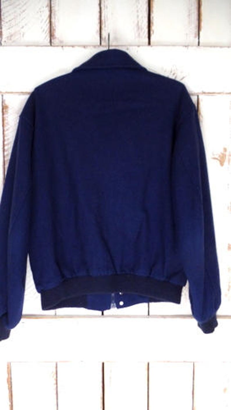 Mens vintage Eddie Bauer dark blue wool bomber jacketwool flight style jacketsmall