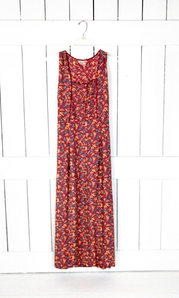 90s vintage red/yellow floral grunge maxi dress/lo