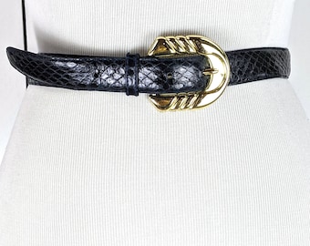 VINTAGE 80s 90s NAVY Genuine Snakeskin Leather Skinny Chic  display picture 1