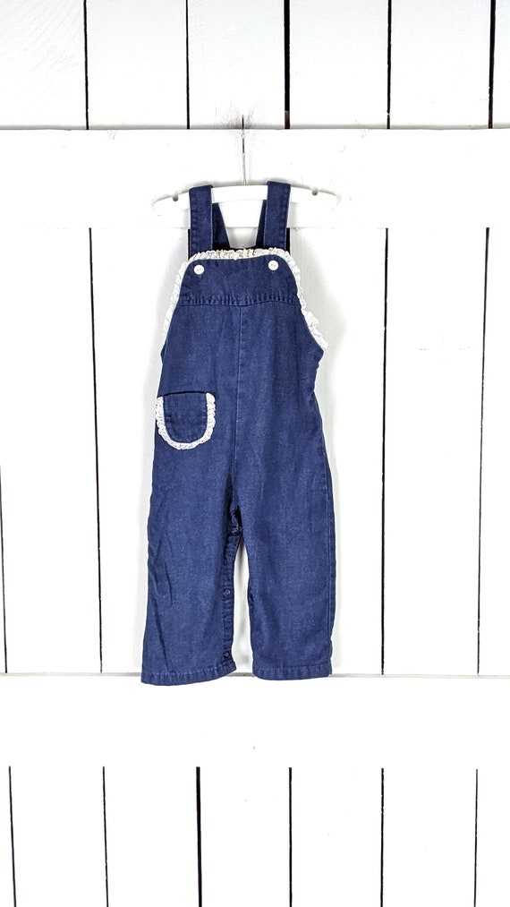 Vintage Thomas blue jean denim baby bib overalls - image 1