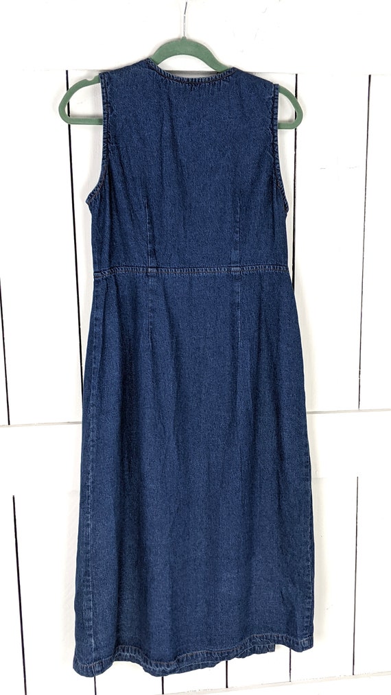 90s Vintage Blue Cotton Jean Denim Sleeveless Long Maxi Wrap Dress 90s Vintage Blue Cotton Jean Denim Sleeveless Long Maxi Wrap Dress