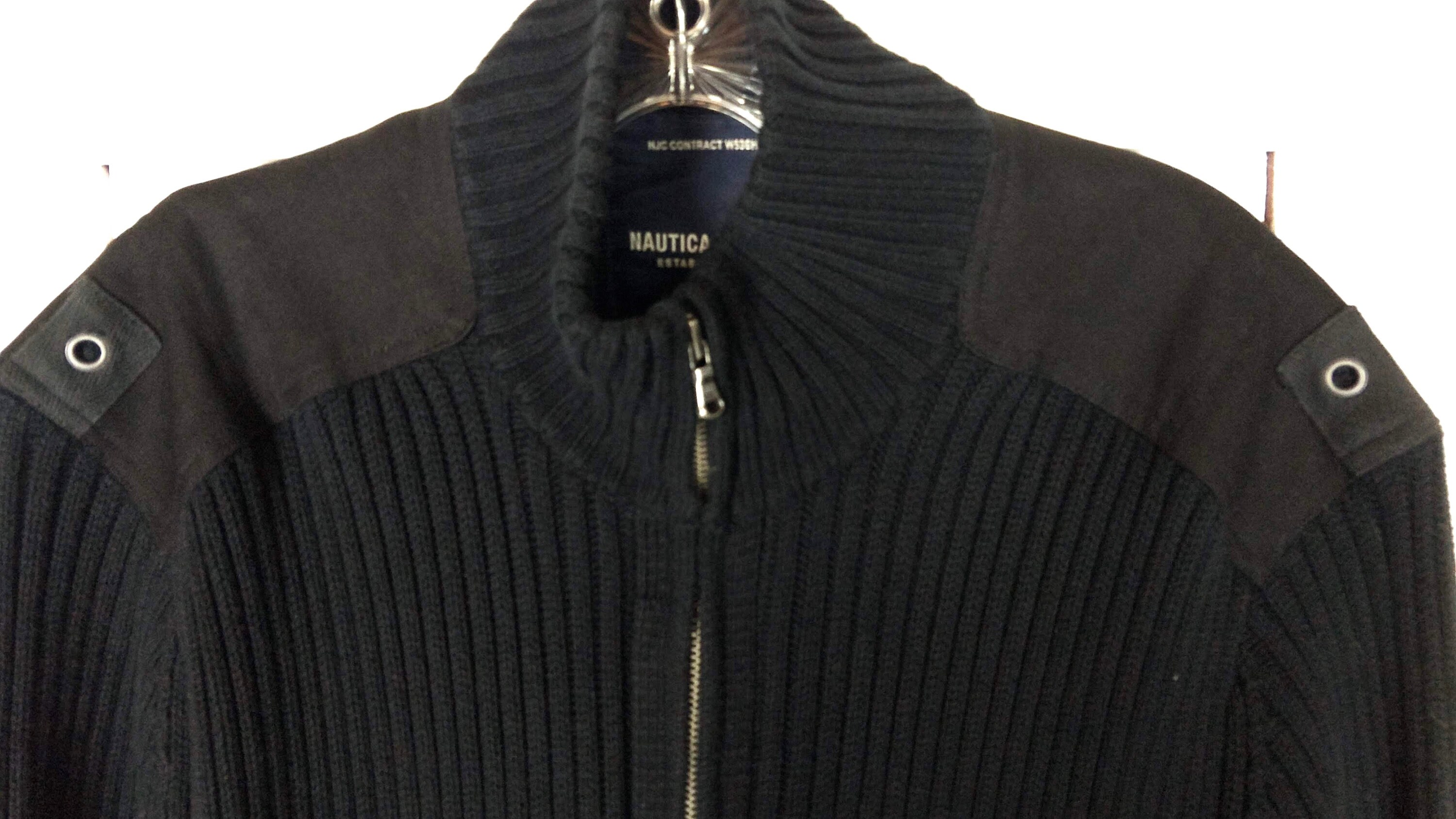 Nautica Jeans Co ブラック ジッパー カーディガン チュニック リブ 