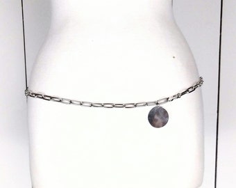 Ceinture vintage à maillons en chaîne en métal argenté/ceinture vintage légère à maillons en métal argenté