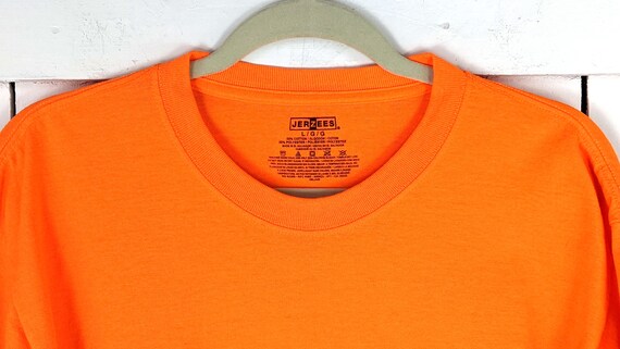 Jerzees plain solid neon orange cotton tee large - image 5