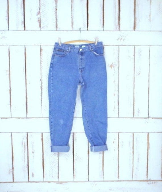 Vintage CK Calvin Klein high waist tapered leg blu