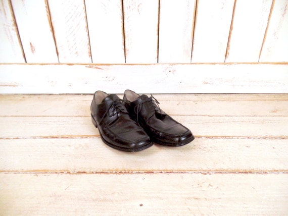 Vintage Mens Black Leather Oxfords/wilke Rodriguez Black  display picture 3