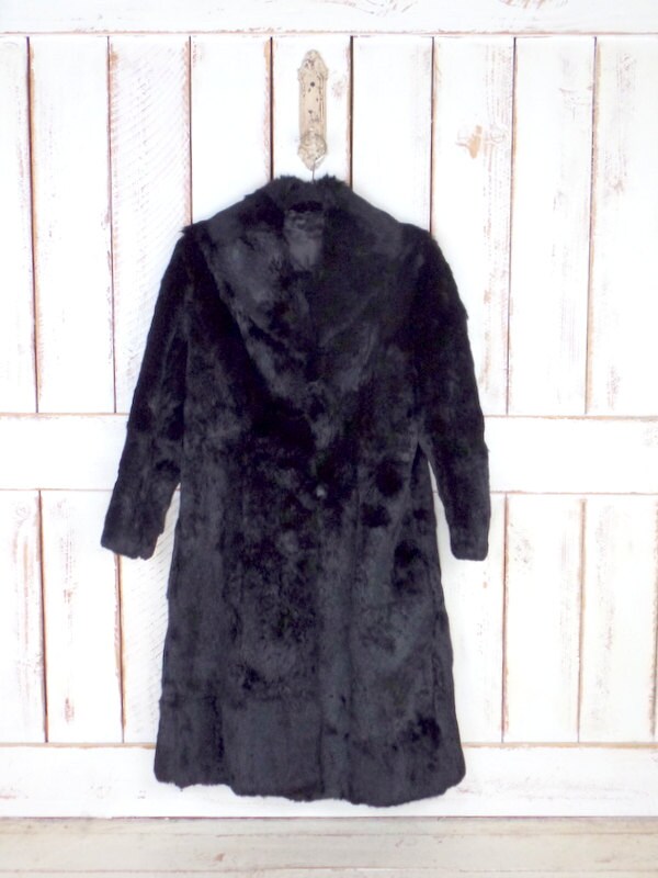 shebang black real Rabbit fur long coat