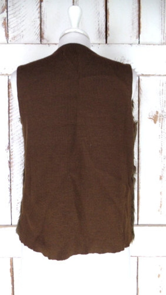 90s vintage brown faux fur embroidered knit boho/… - image 5