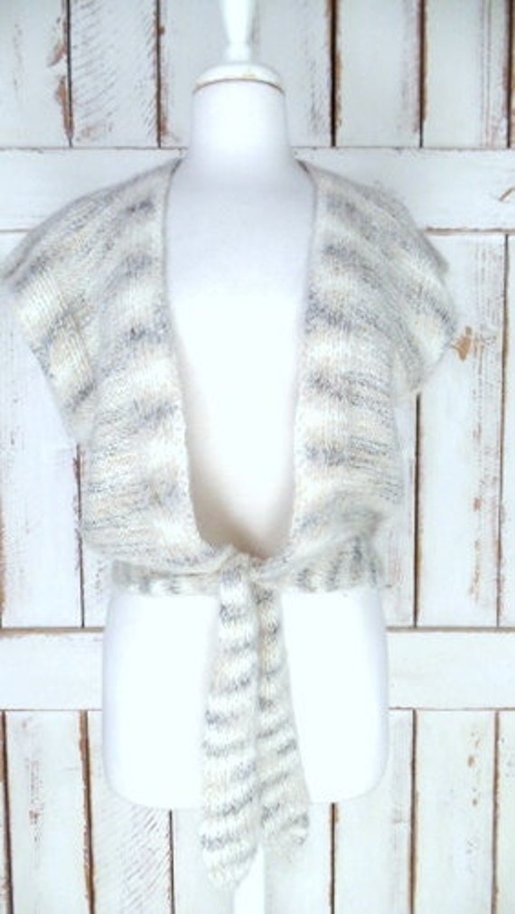 Vintage chunky woven knit striped sweater vest/ivo