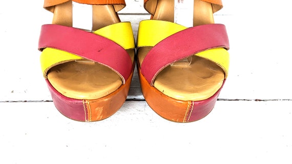 Kork Ease multicolor strappy leather high platfor… - image 4